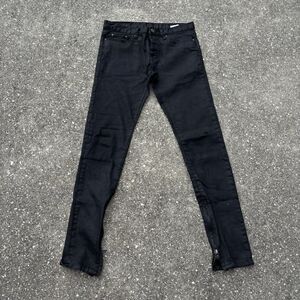 Mnml Jeans Mens 31x31 Black Dark Wash Wax Cotton Spandex Skinny Fit Zipper Leg